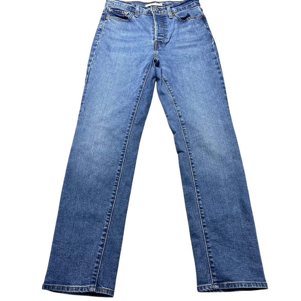 Levis Wedgie Straight Jeans Womens 27 Blue Med Wash High Rise Button Fly 27x28